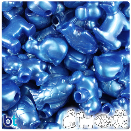 BeadTin Dark Blue Pearl Pet Parade Plastic Pony Beads (2oz)