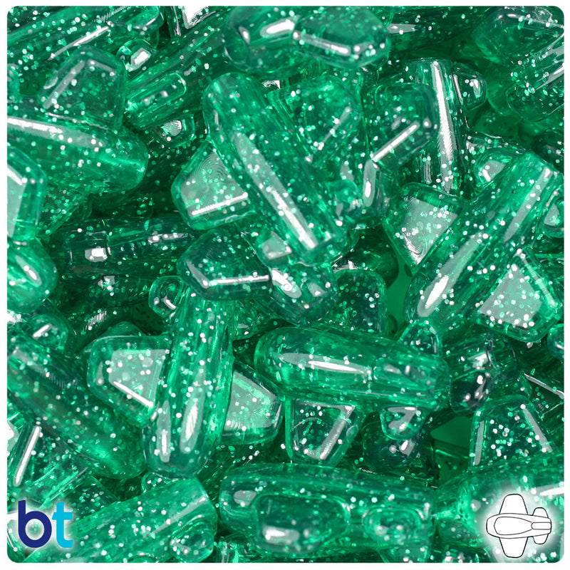 BeadTin Emerald Sparkle 25mm Airplane Plastic Pony Beads (24pcs)