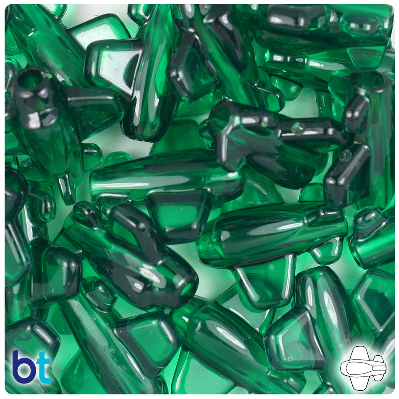 BeadTin Emerald Transparent 25mm Airplane Plastic Pony Beads (24pcs)