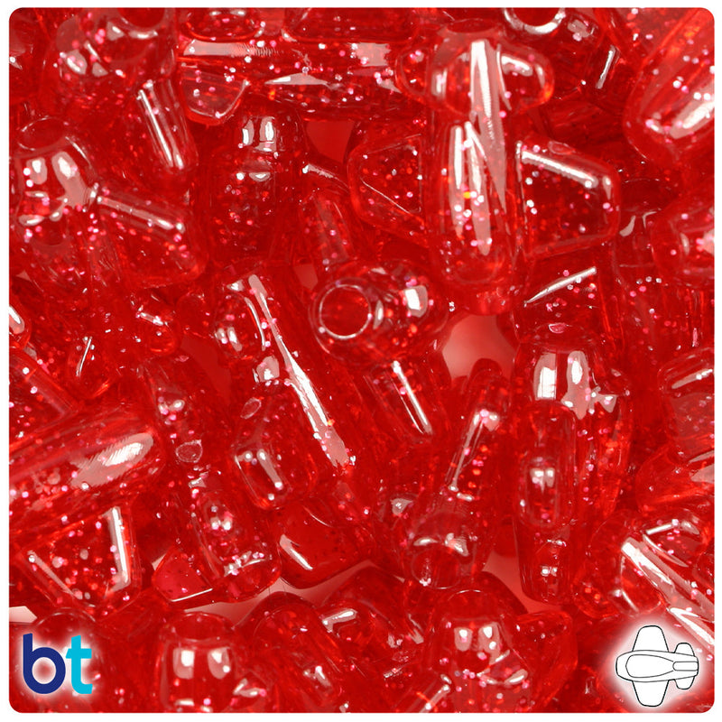 BeadTin Ruby Sparkle 25mm Airplane Plastic Pony Beads (24pcs)