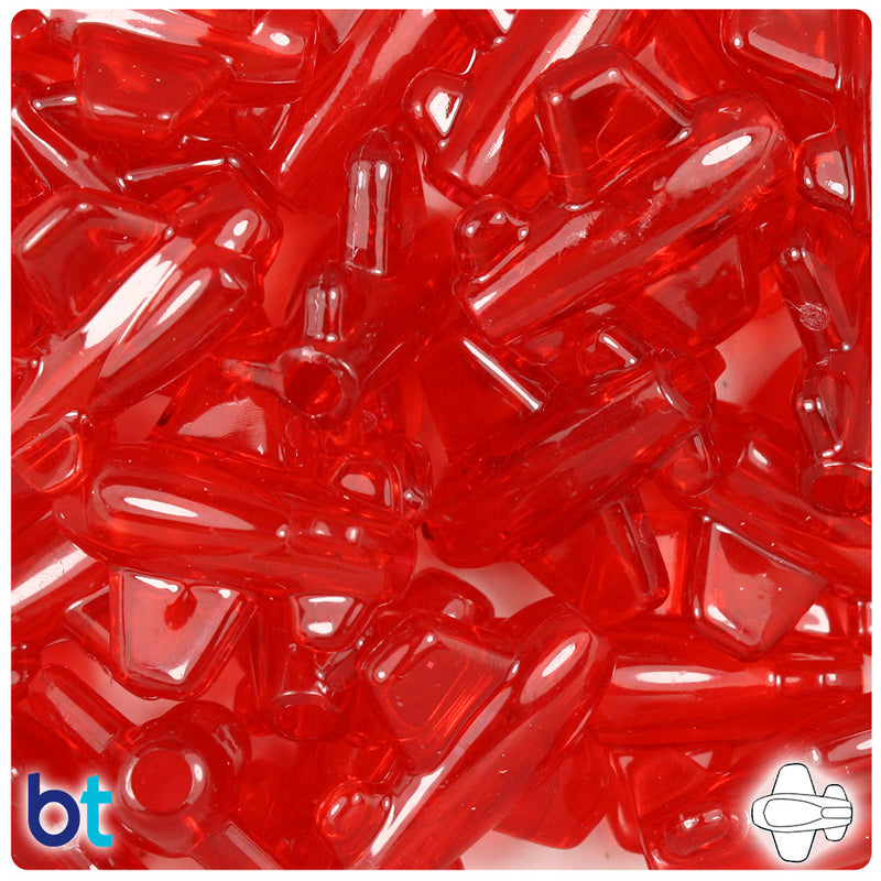 BeadTin Ruby Transparent 25mm Airplane Plastic Pony Beads (24pcs)