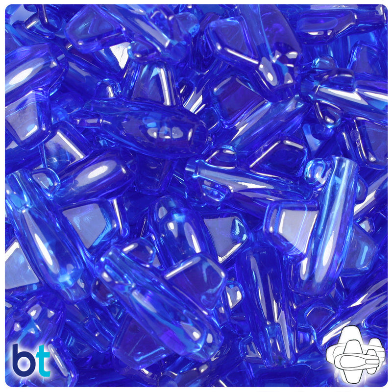 BeadTin Dark Sapphire Transparent 25mm Airplane Plastic Pony Beads (24pcs)