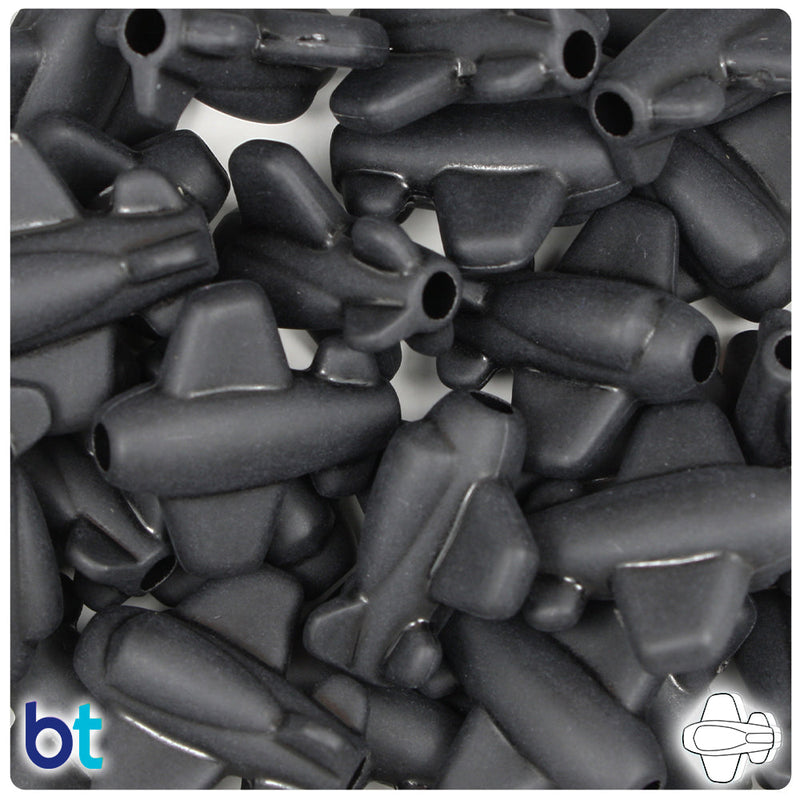 BeadTin Black Matte 25mm Airplane Plastic Pony Beads (24pcs)