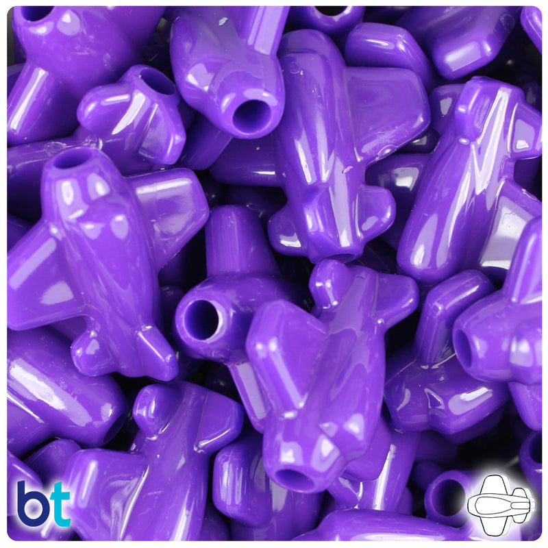 BeadTin Dark Lilac Opaque 25mm Airplane Plastic Pony Beads (24pcs)