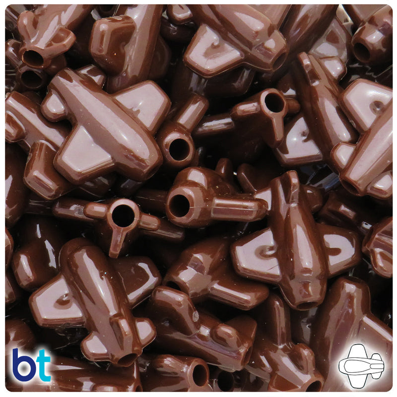 BeadTin Chocolate Opaque 25mm AirPlane Plastic Pony Beads (24pcs)