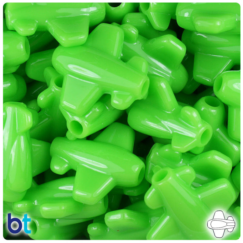 BeadTin Lime Opaque 25mm Airplane Plastic Pony Beads (24pcs)