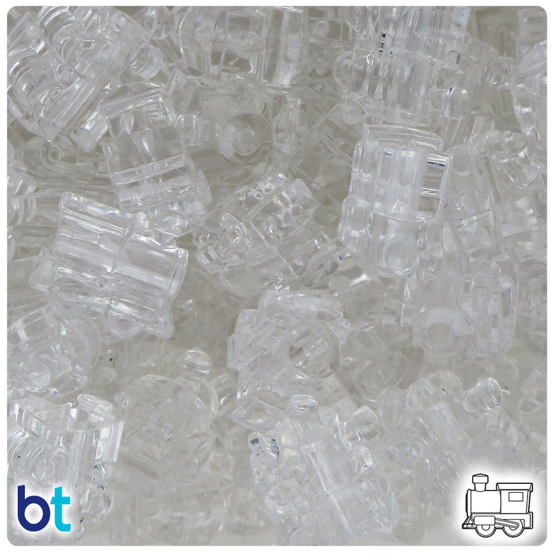 BeadTin Crystal Transparent 22mm Train Plastic Pony Beads (24pcs)