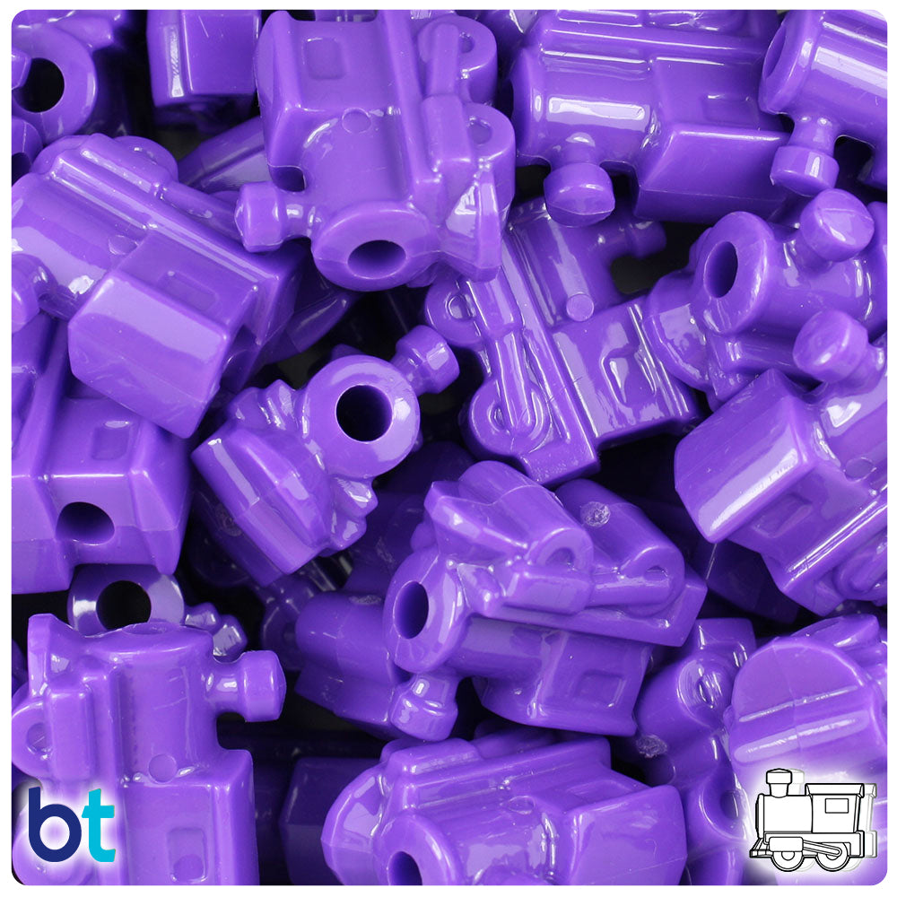 BeadTin Dark Lilac Opaque 22mm Train Plastic Pony Beads (24pcs)