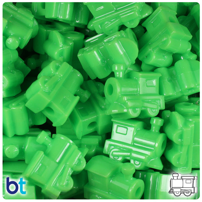 BeadTin Lime Opaque 22mm Train Plastic Pony Beads (24pcs)