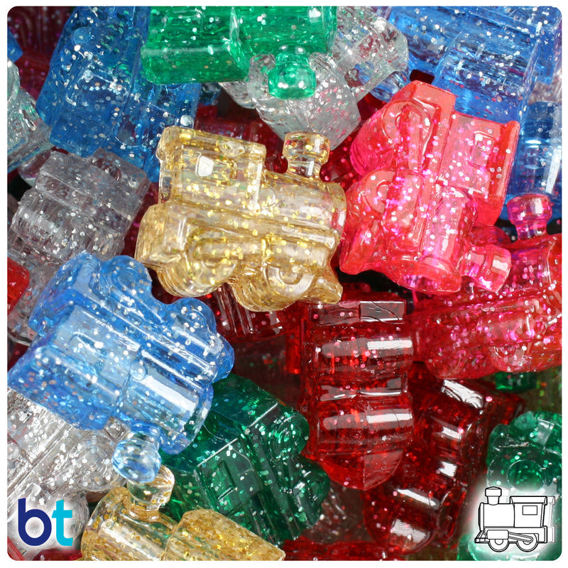 BeadTin Classic Sparkle Mix 22mm Train Plastic Pony Beads (24pcs)