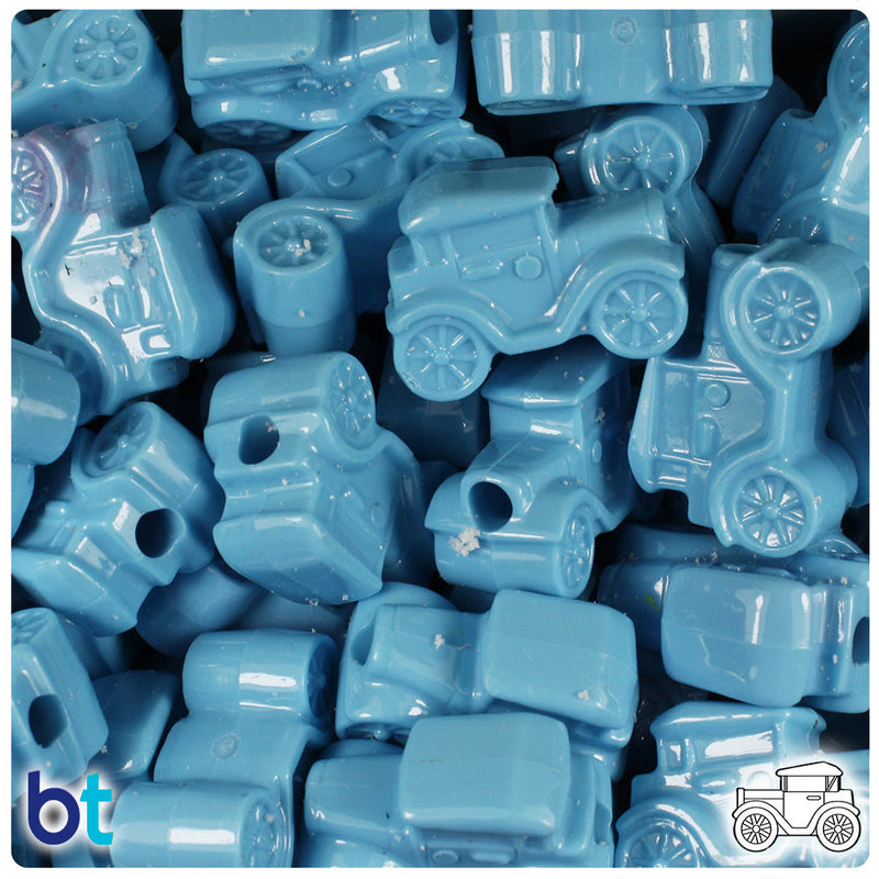 BeadTin Baby Blue Opaque 25mm Car Plastic Pony Beads (24pcs)