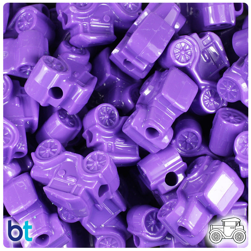 BeadTin Dark Lilac Opaque 25mm Car Plastic Pony Beads (24pcs)