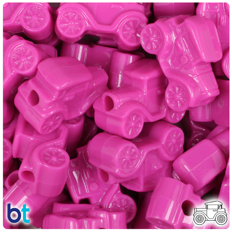 BeadTin Dark Pink Opaque 25mm Car Plastic Pony Beads (24pcs)