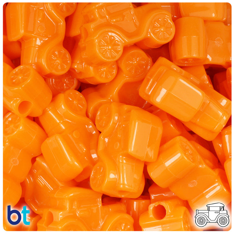 BeadTin Orange Opaque 25mm Car Plastic Pony Beads (24pcs)