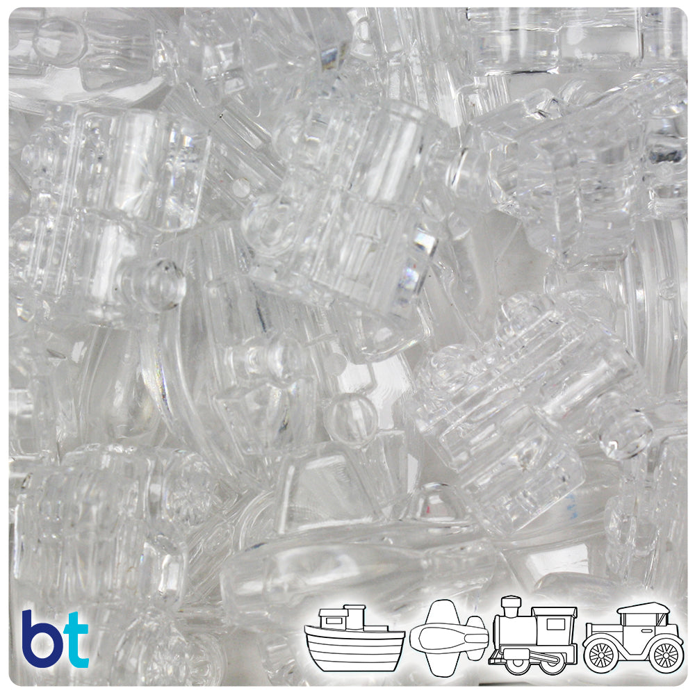 BeadTin Crystal Transparent Mini Mobiles Plastic Pony Beads (2oz)