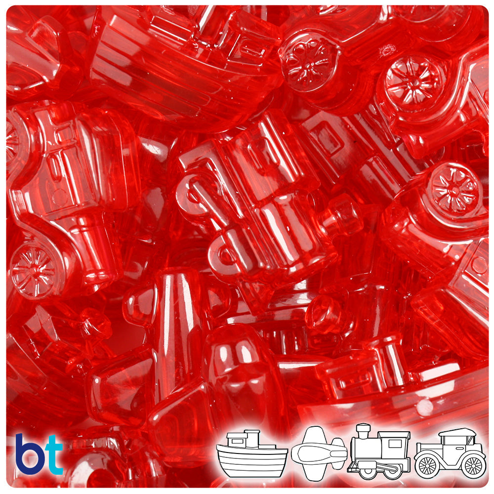 BeadTin Ruby Transparent Mini Mobiles Plastic Pony Beads (2oz)