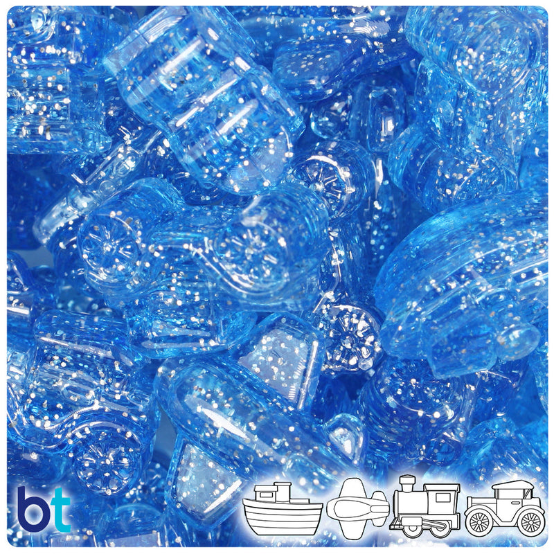 BeadTin Light Sapphire Sparkle Mini Mobile Plastic Pony Beads (2oz)