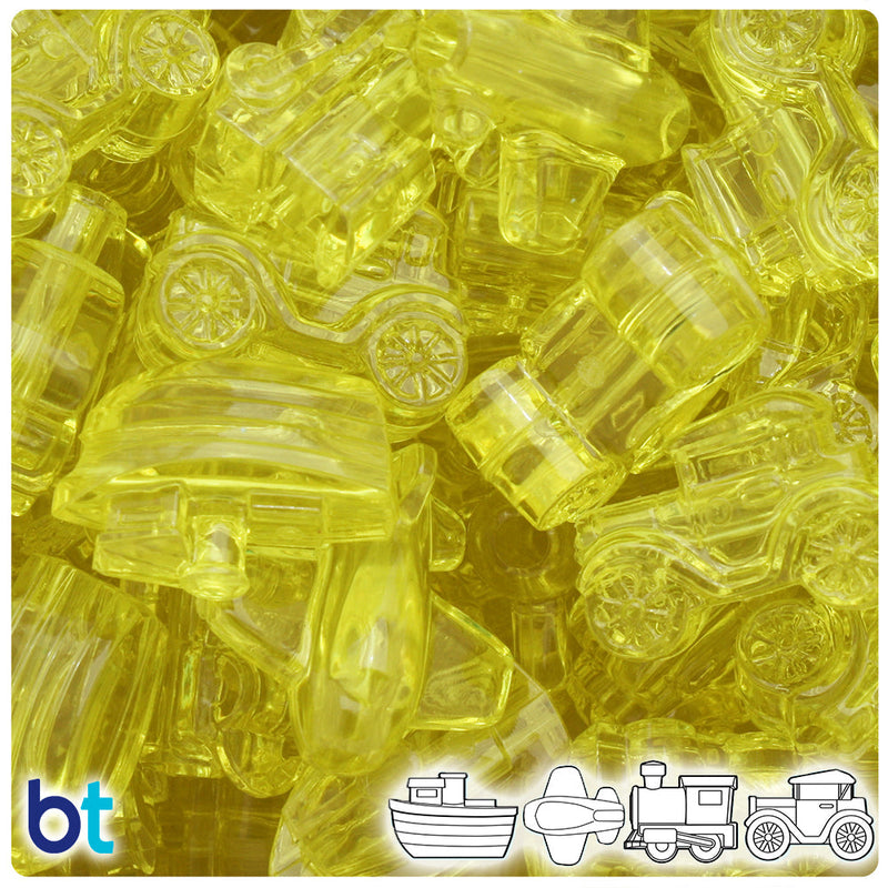 BeadTin Yellow Transparent Mini Mobiles Plastic Pony Beads (2oz)