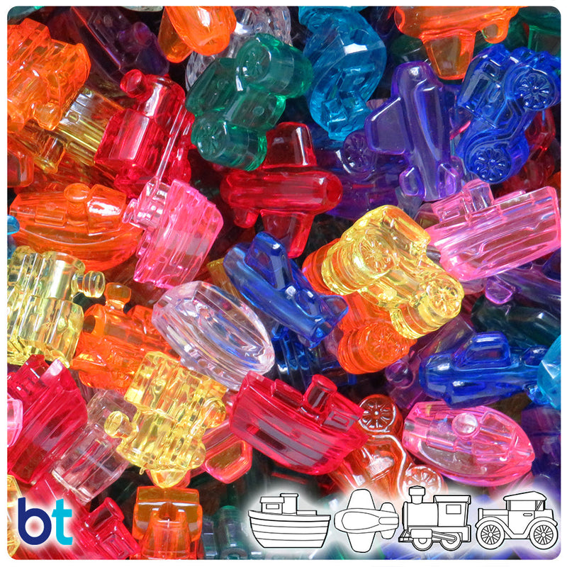 BeadTin Transparent Mix Mini Mobile Plastic Pony Beads (2oz)