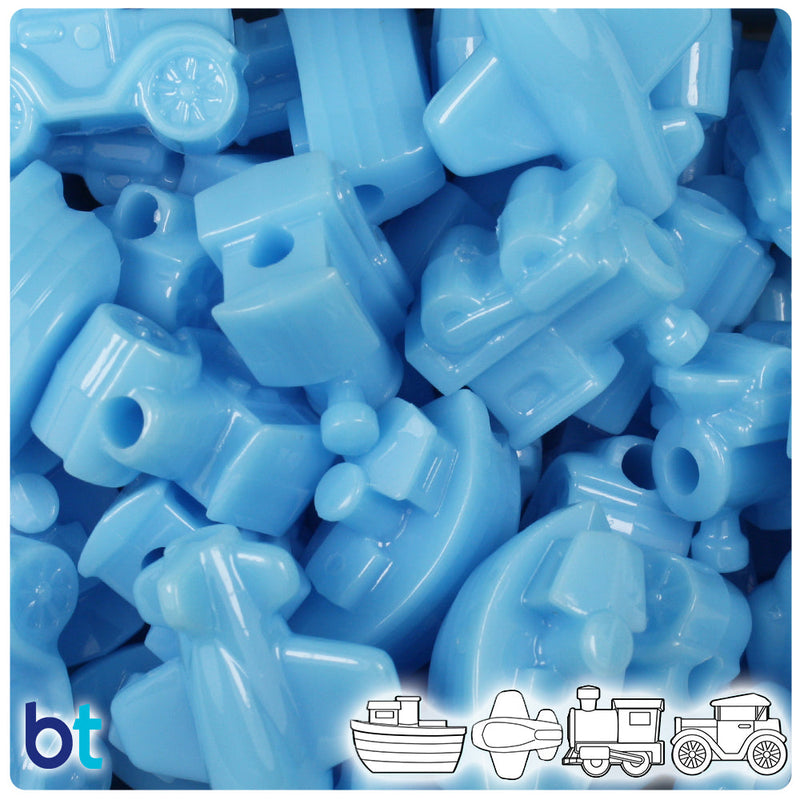 BeadTin Baby Blue Opaque Mini Mobile Plastic Pony Beads (2oz)