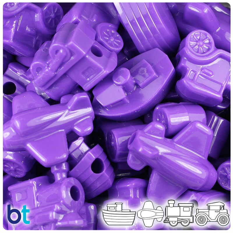 BeadTin Dark Lilac Opaque Mini Mobile Plastic Pony Beads (2oz)