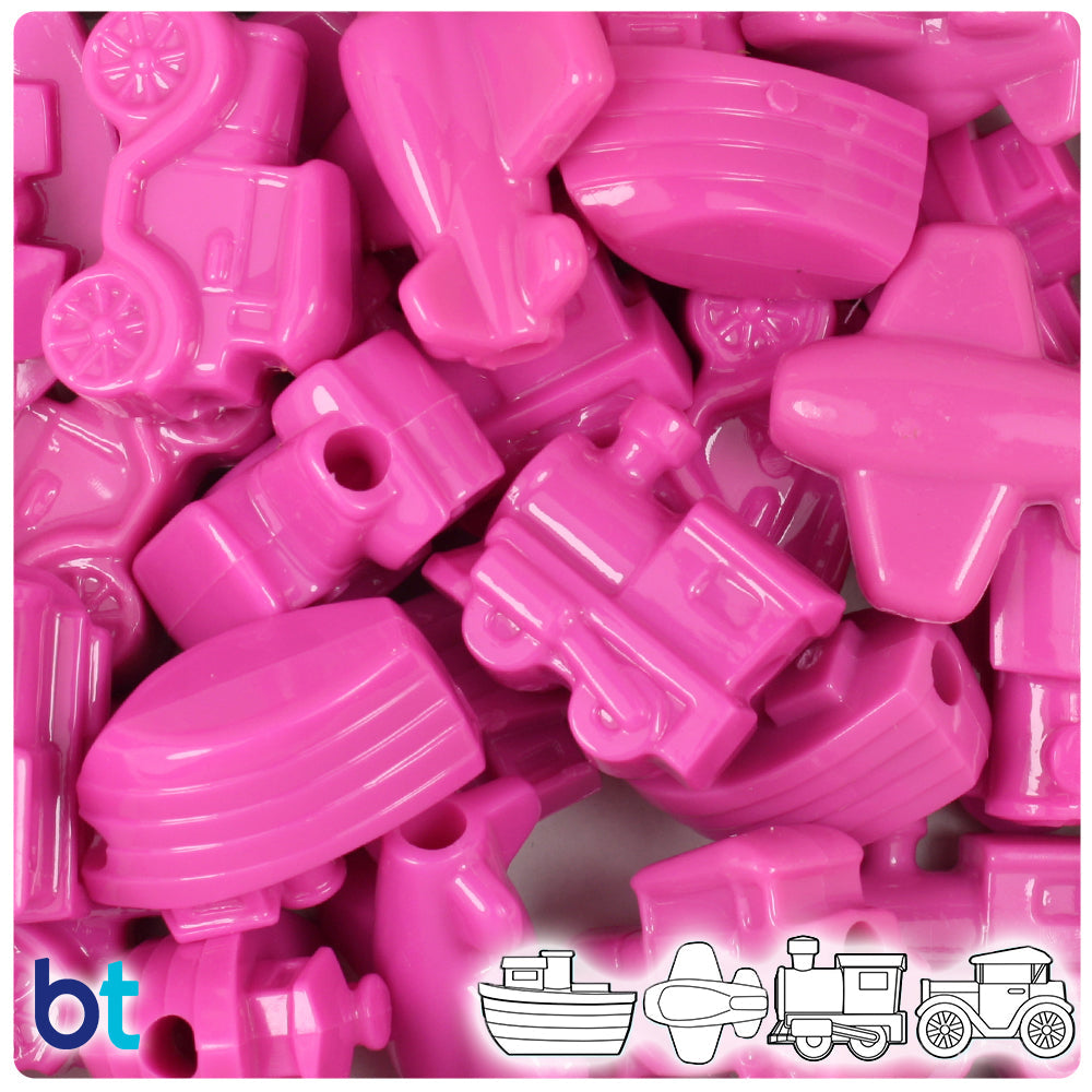 BeadTin Dark Pink Opaque Mini Mobile Plastic Pony Beads (2oz)
