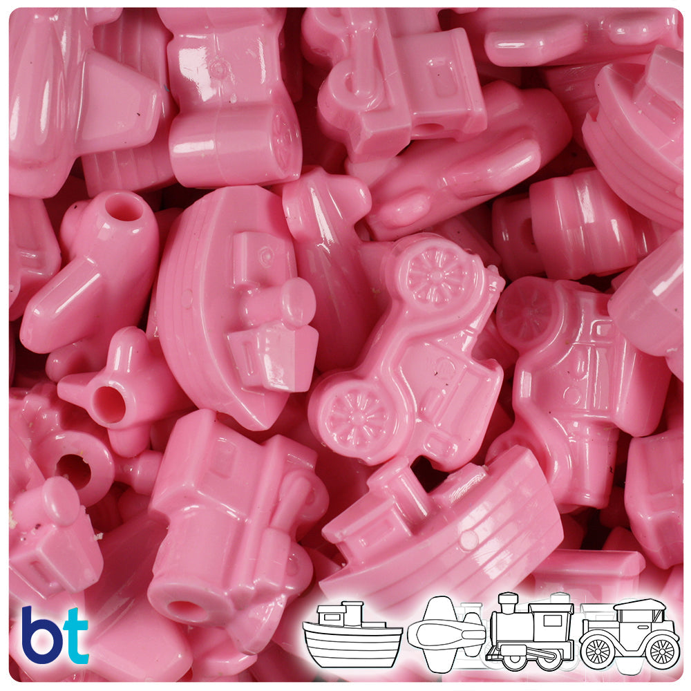 BeadTin Baby Pink Opaque Mini Mobile Plastic Pony Beads (2oz)