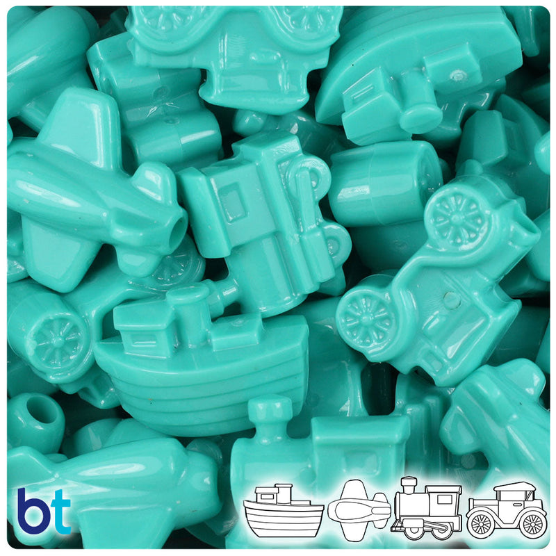 BeadTin Light Turquoise Opaque Mini Mobile Plastic Pony Beads (2oz)