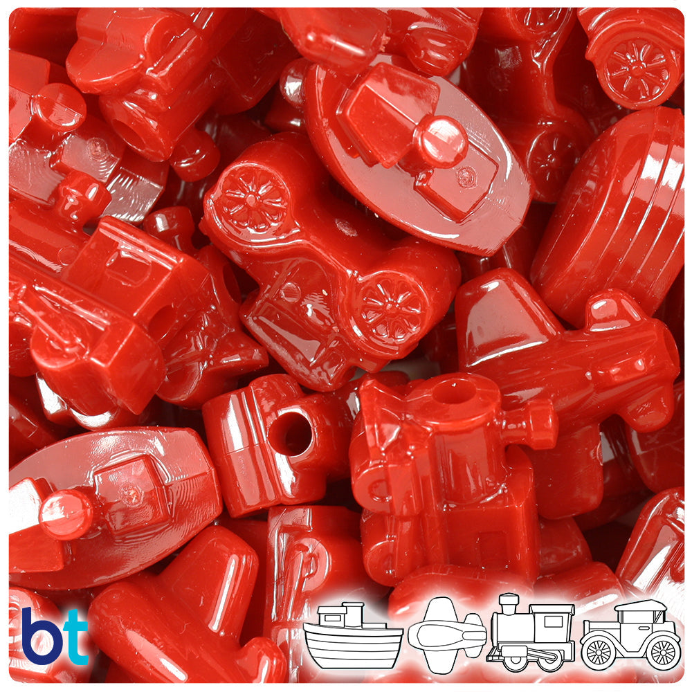BeadTin Red Opaque Mini Mobile Plastic Pony Beads (2oz)