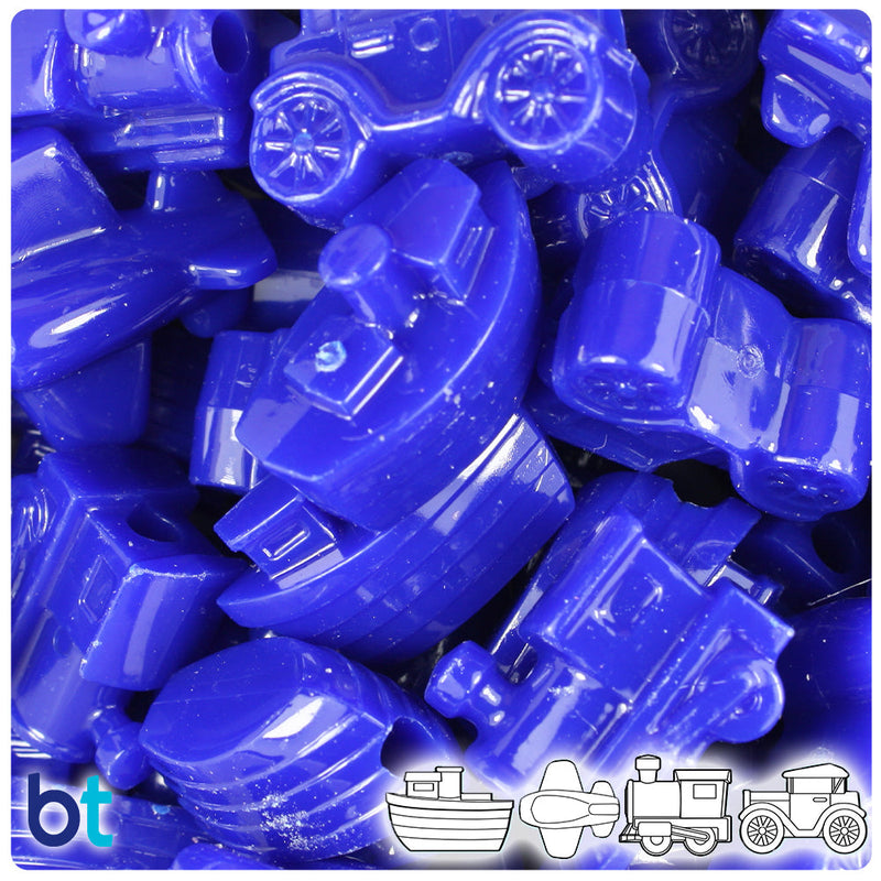 BeadTin Royal Blue Opaque Mini Mobile Plastic Pony Beads (2oz)