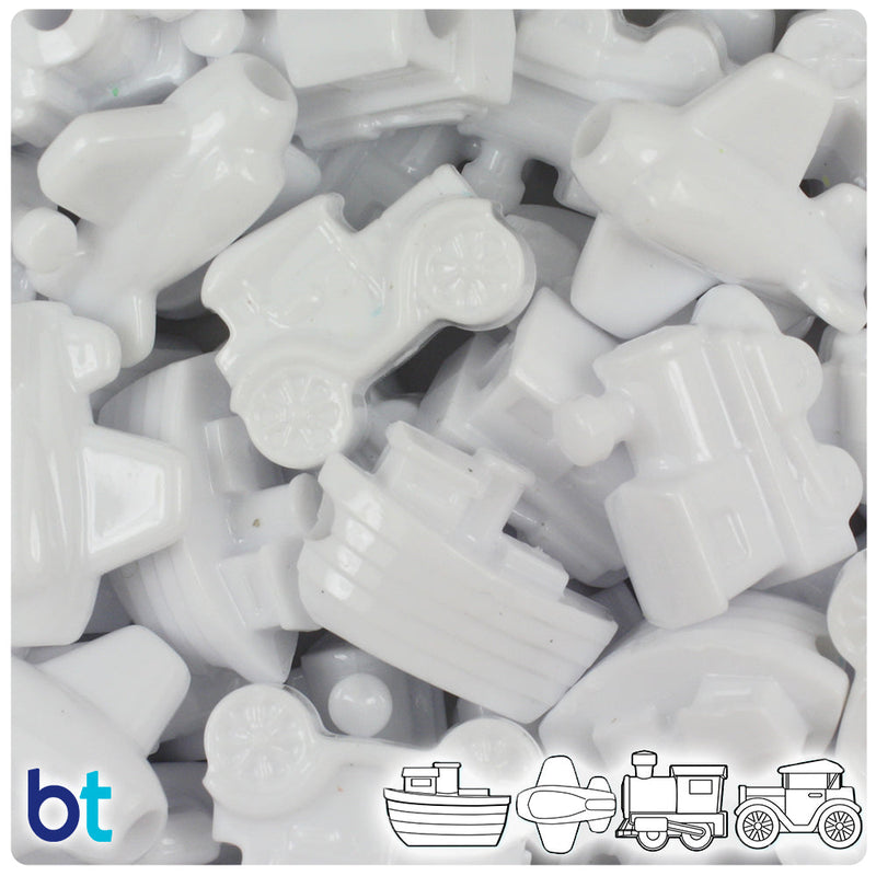 BeadTin White Opaque Mini Mobile Plastic Pony Beads (2oz)