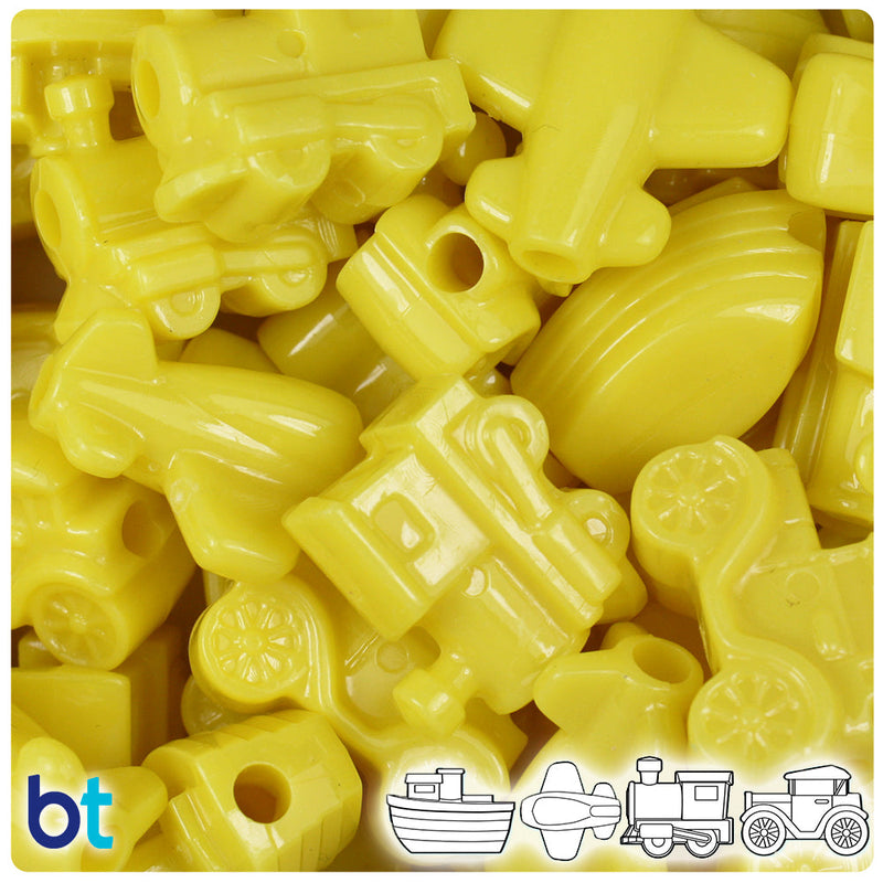 BeadTin Yellow Opaque Mini Mobile Plastic Pony Beads (2oz)