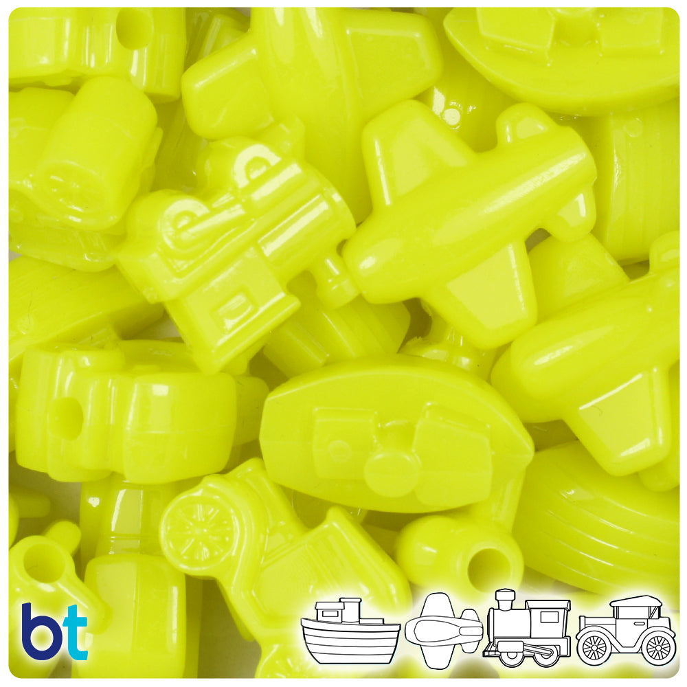 BeadTin Lemon Neon Bright Mini Mobile Plastic Pony Beads (2oz)