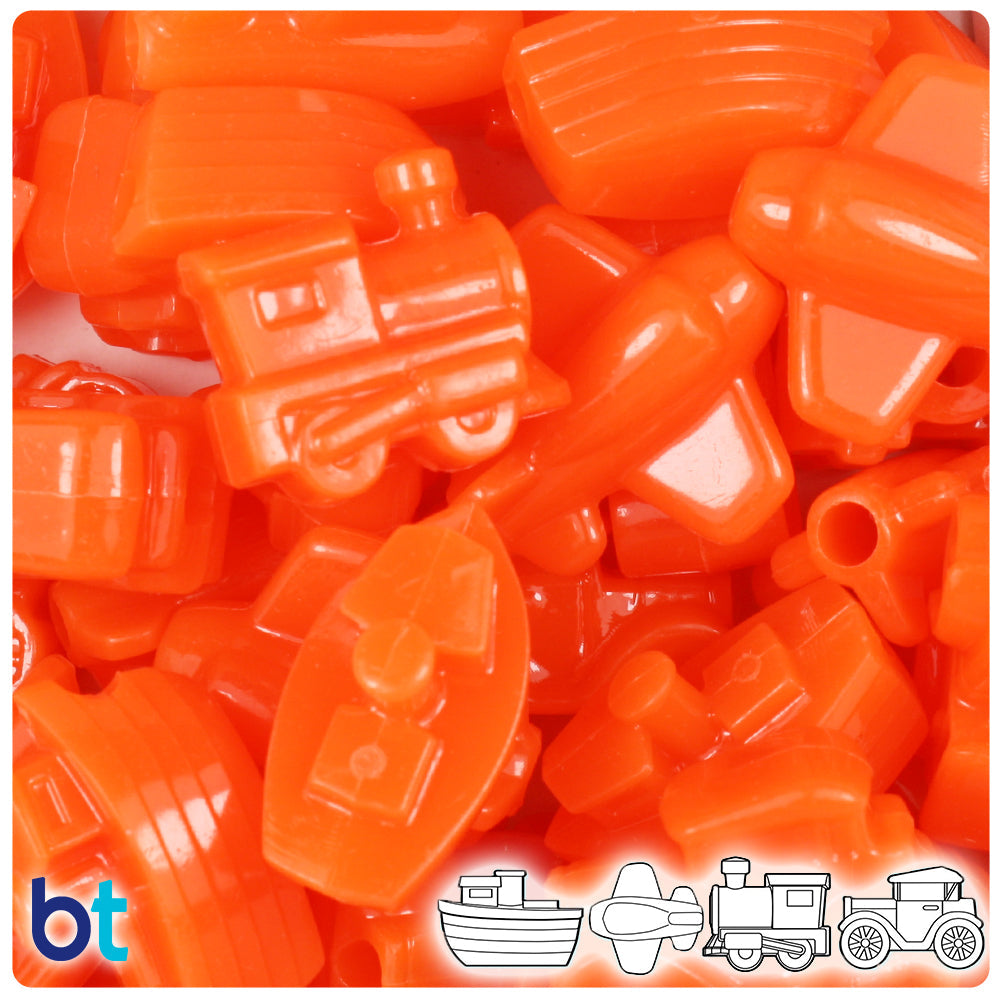BeadTin Tangelo Neon Bright Mini Mobile Plastic Pony Beads (2oz)