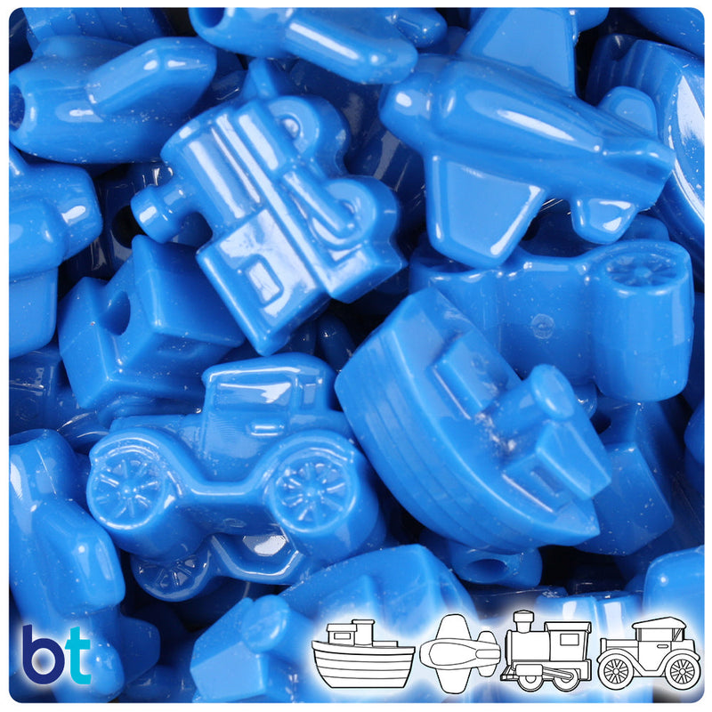 BeadTin True Blue Neon Bright Mini Mobile Plastic Pony Beads (2oz)