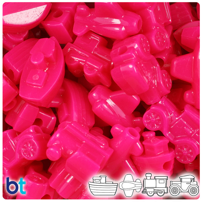 BeadTin Magenta Neon Bright Mini Mobile Plastic Pony Beads (2oz)