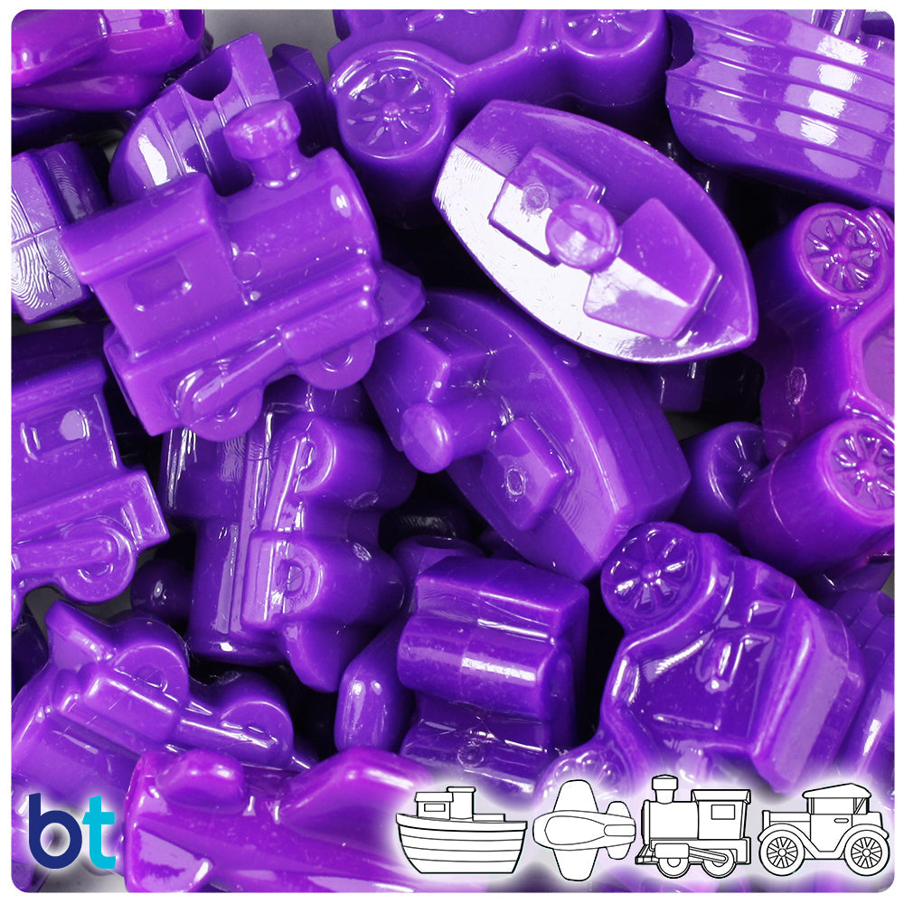 BeadTin Plum Neon Bright Mini Mobile Plastic Pony Beads (2oz)