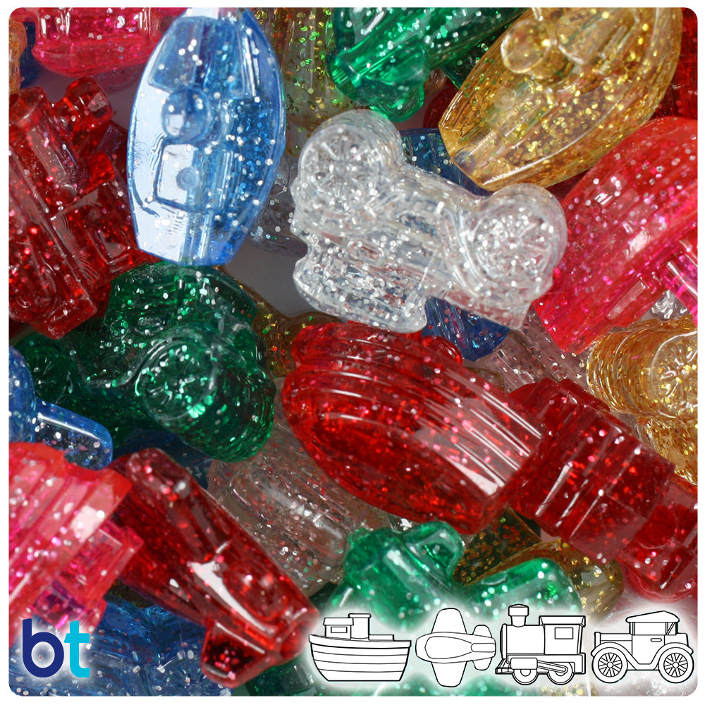 BeadTin Classic Sparkle Mix Mini Mobile Plastic Pony Beads (24pcs)