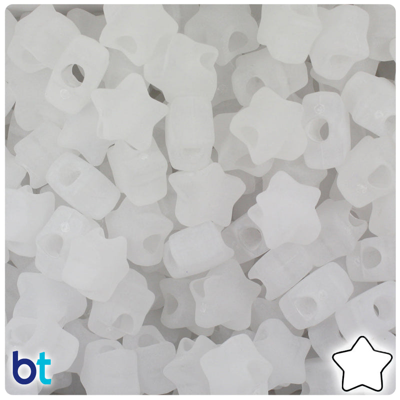 BeadTin Ice Frosted 13mm Star Plastic Pony Beads (250pcs)