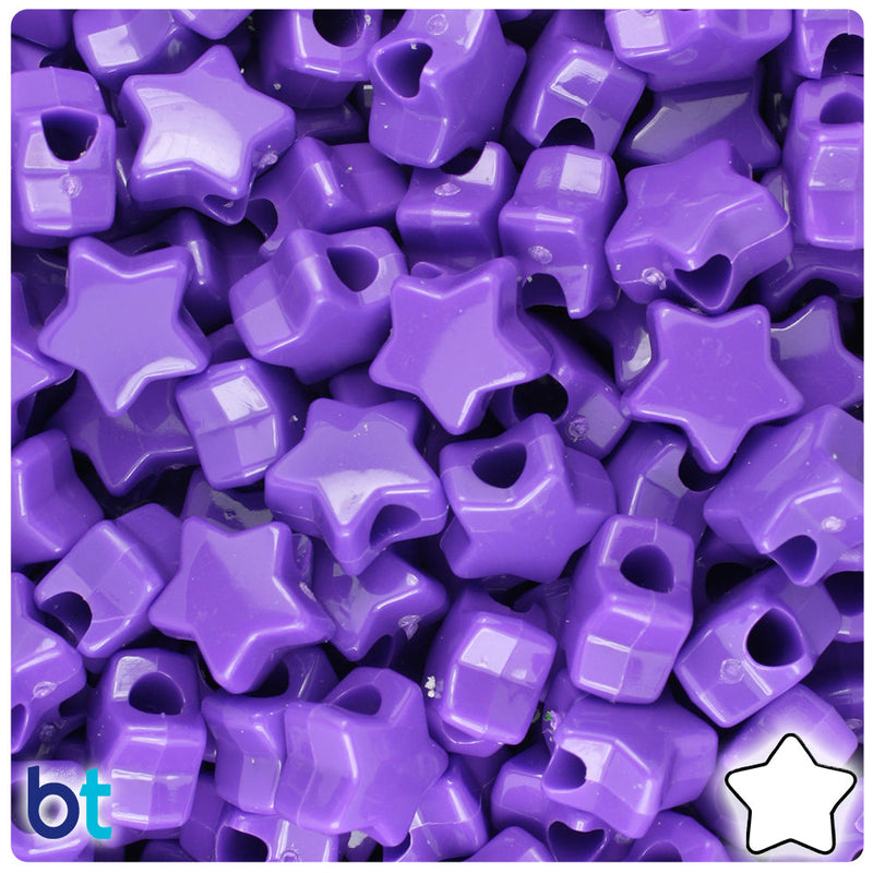 BeadTin Dark Lilac Opaque 13mm Star Plastic Pony Beads (250pcs)