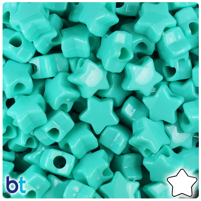 BeadTin Light Turquoise Opaque 13mm Star Plastic Pony Beads (250pcs)