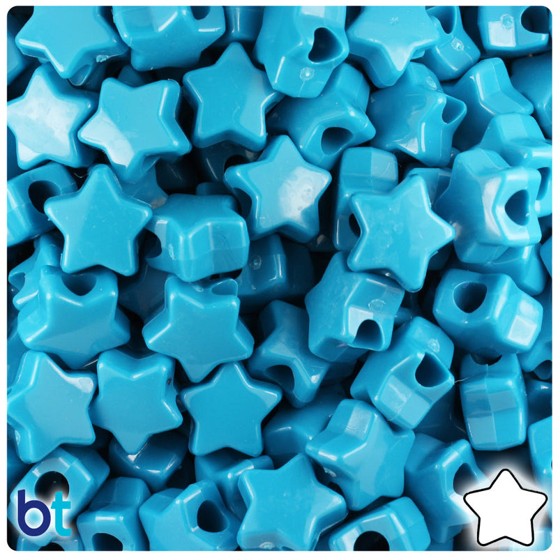 BeadTin Dark Turquoise Opaque 13mm Star Plastic Pony Beads (250pcs)