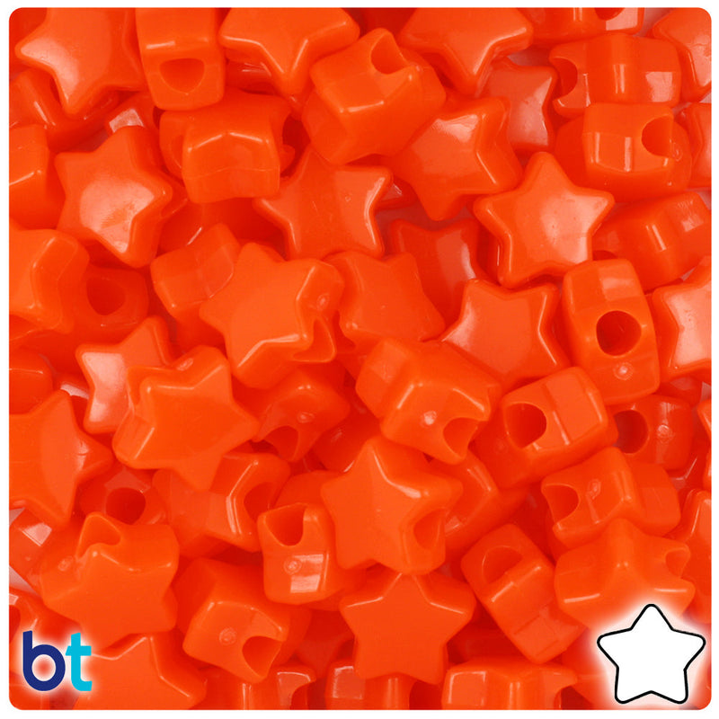 BeadTin Tangelo Neon Bright 13mm Star Plastic Pony Beads (250pcs)