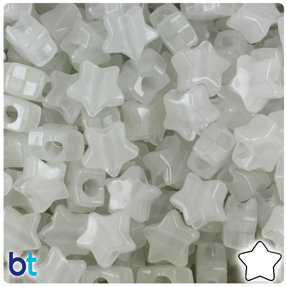 BeadTin Night Glow-in-the-Dark 13mm Star Plastic Pony Beads (250pcs)