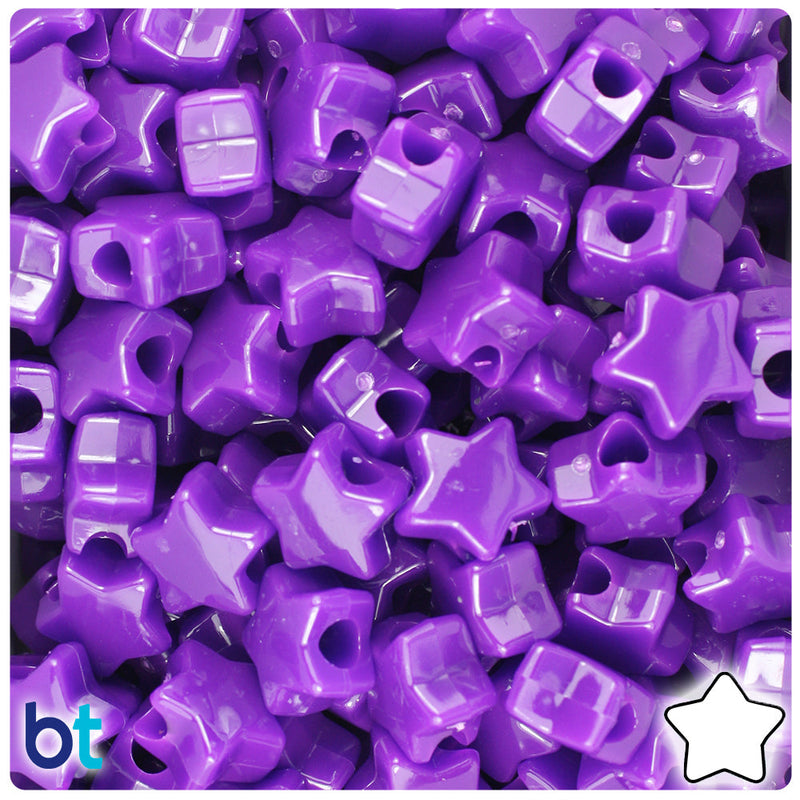 BeadTin Plum Neon Bright 13mm Star Plastic Pony Beads (250pcs)