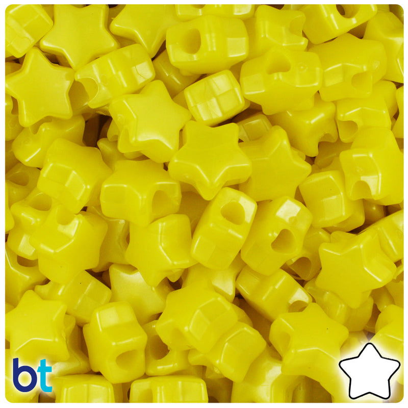 BeadTin Yellow Pearl 13mm Star Plastic Pony Beads (250pcs)