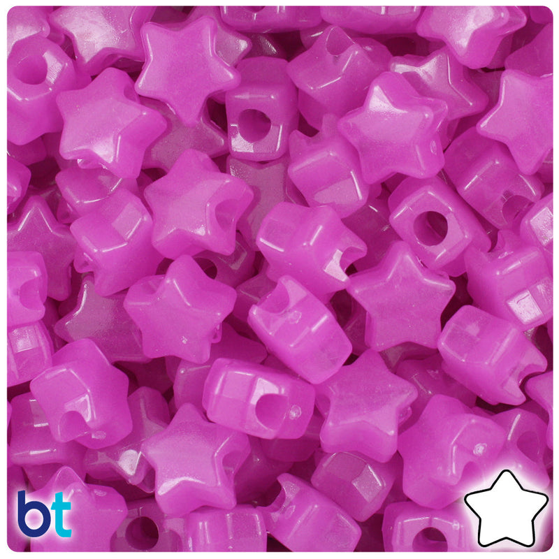 BeadTin Purple Glow 13mm Star Plastic Pony Beads (250pcs)