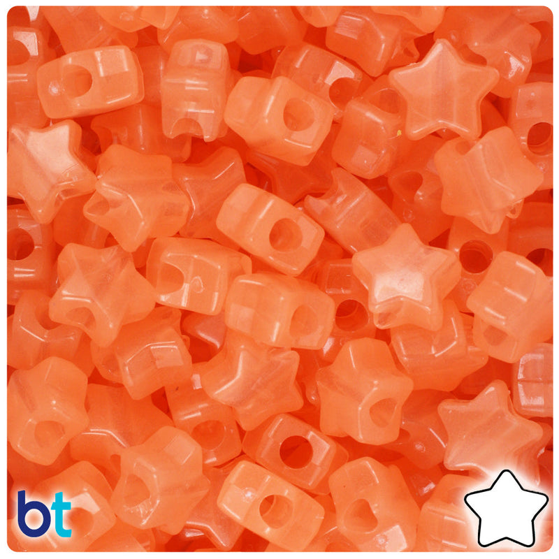 BeadTin Orange Glow 13mm Star Plastic Pony Beads (250pcs)