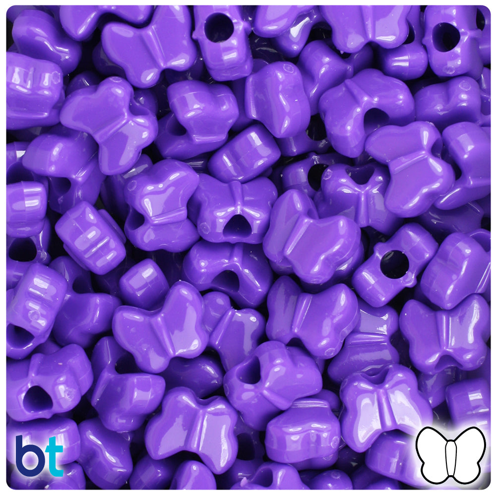BeadTin Dark Lilac Opaque 13mm Butterfly Plastic Pony Beads (250pcs)