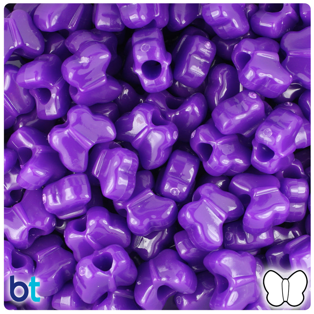 BeadTin Plum Neon Bright 13mm Butterfly Plastic Pony Beads (250pcs)